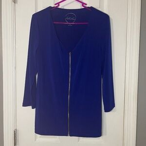 International Concepts Blue Medium Zipper Blouse